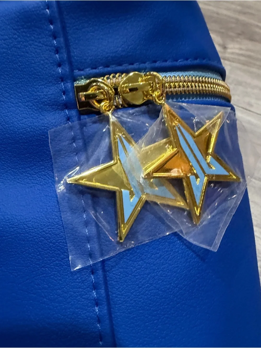 Jeffree Star Cosmetics Dark‎ Blue Zip Train Case Travel Makeup Bag Gold Zipper